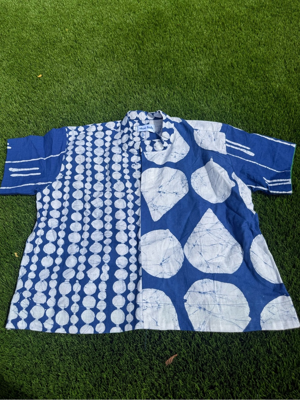 Dye Lab blue and white hand dyed button up shirt